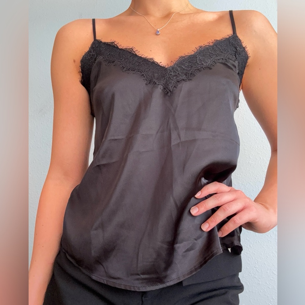 Black Lace Trim Camisole
